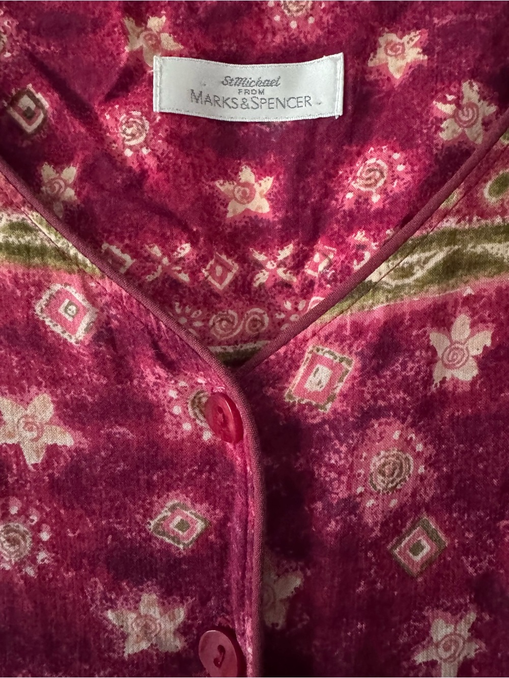 Vintage St. Michael Marks & Spencer Berry Boho Button-Front Maxi Dress Large - Picture 5 of 10